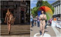 Flagras de mulheres peladas na rua